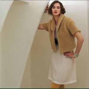 Anthropologie Sparrow Gilt Grid Sweater Dress in Cream/Gold size M